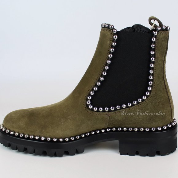 NEW Alexander Wang Studded Suede Ankle Boots | Edgy Luxe Chelsea Boots - Picture 4 of 15